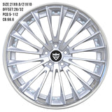 Custom 2-piece forged wheel, size 21x9/21x10, featuring a sleek design and compatible with various vehicle brands.