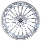 Custom forged 2 piece wheel series RV-DM079 for Mercedes-Benz and other vehicles, featuring a sleek silver finish.