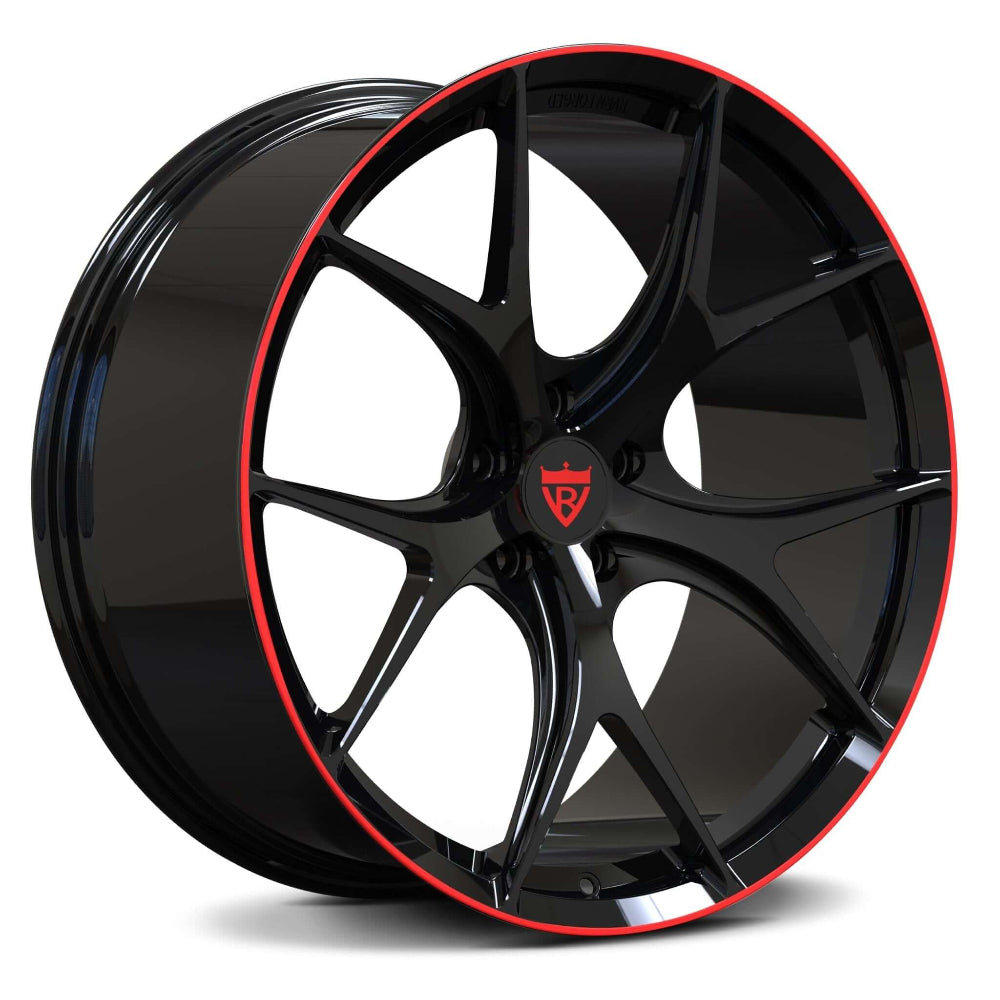 RVRN RV-MR05 Custom Forged Concave Wheel in Red and Black on Corvette C8 | High-Performance Corvette C8 Rims