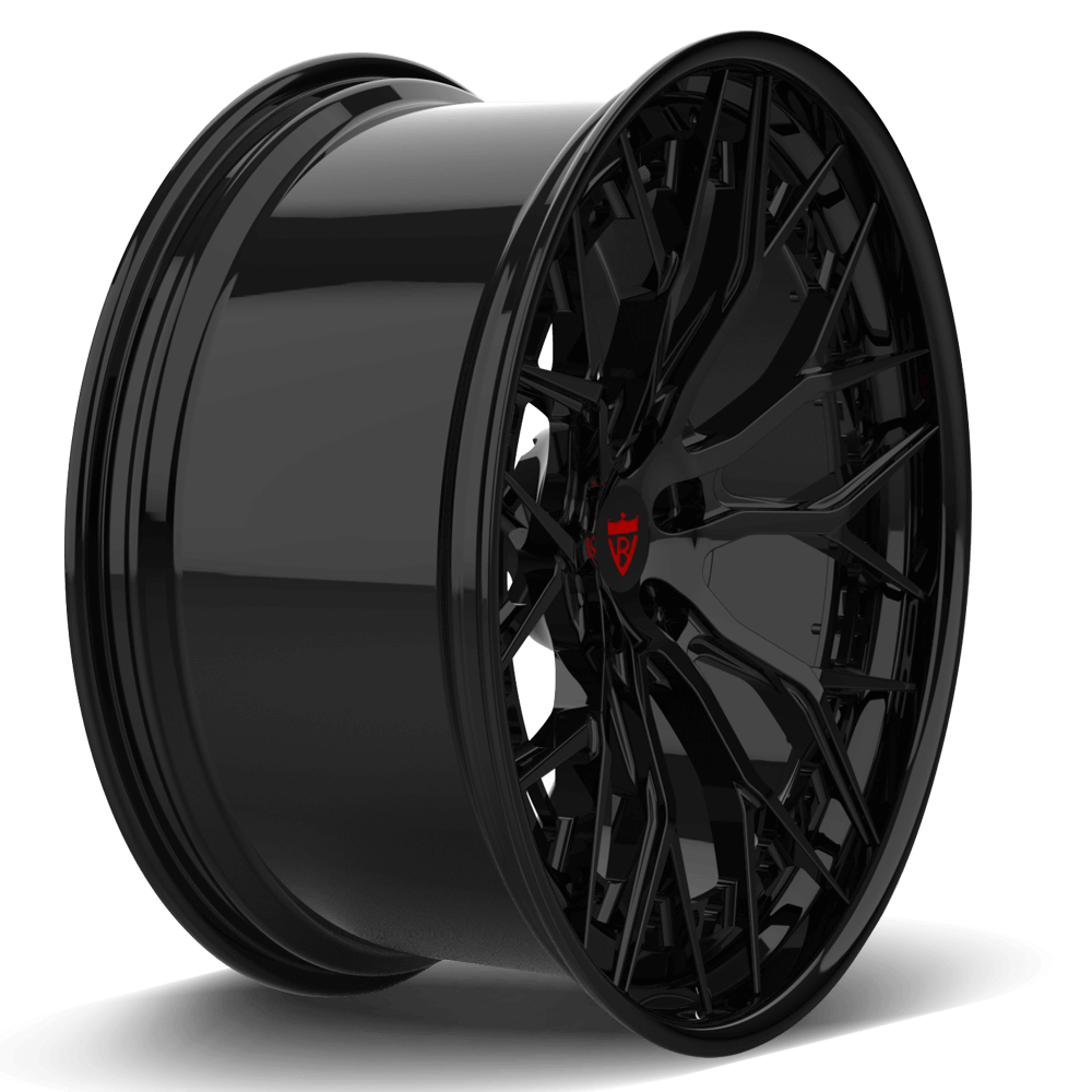 Custom 2-piece forged black wheels for Audi RSQ8 and Q8, featuring an aggressive multi-piece design.