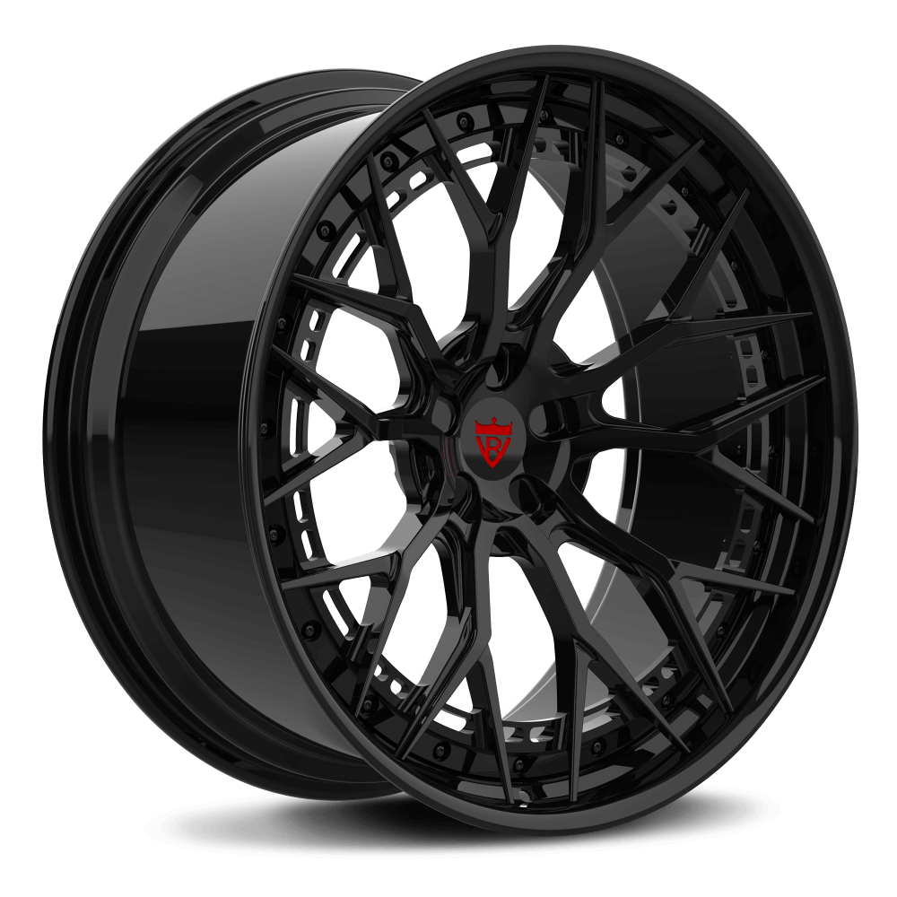 Custom 2-piece forged Audi RS wheels in black, featuring a deep concave profile for bold performance and style.