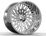 Custom forged monoblock deep dish wheel, chrome finish, ideal for trucks and pickups, aftermarket 4x4 wheels.