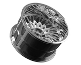 Chrome custom forged monoblock deep dish wheel, ideal for trucks and pickups, featuring intricate design for a sleek look.