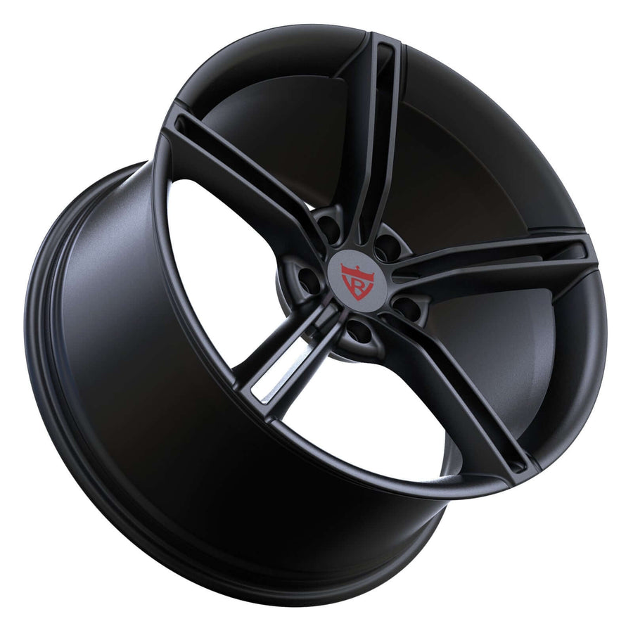 RVRN RV-MS63B forged 5 spoke wheels for Porsche Cayenne S in matte black, custom fitment performance rims