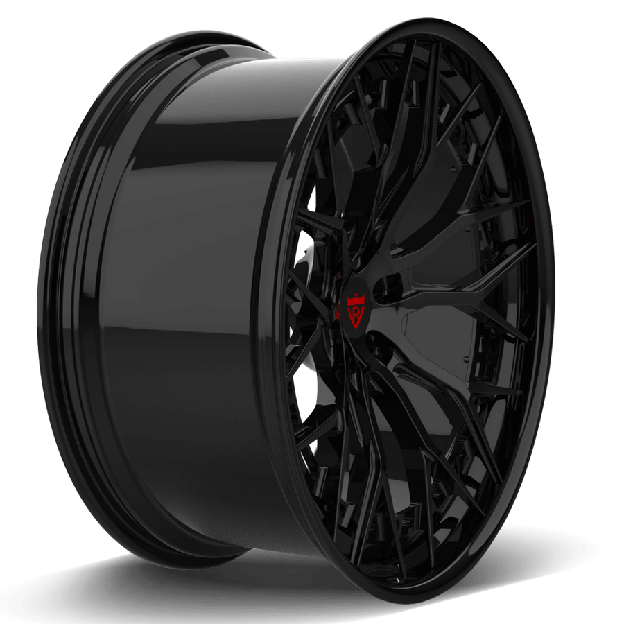 Audi Q8 custom forged wheels by RVRN RV-RS01 with lightweight concave rims and precision-machined Y spoke wheel architecture in black