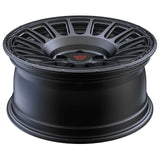 Custom forged wheel design in matte black finish, ideal for various vehicle makes including Toyota and Ford.