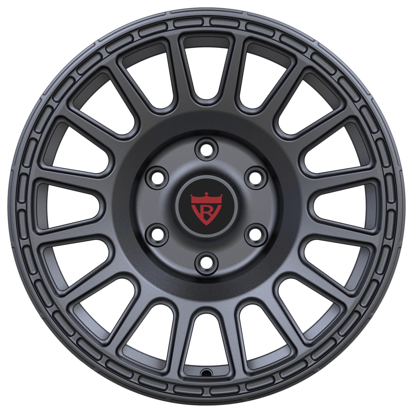Custom forged wheel design RV-MT117 in matte black finish, perfect for various vehicle models including Toyota and Ford.