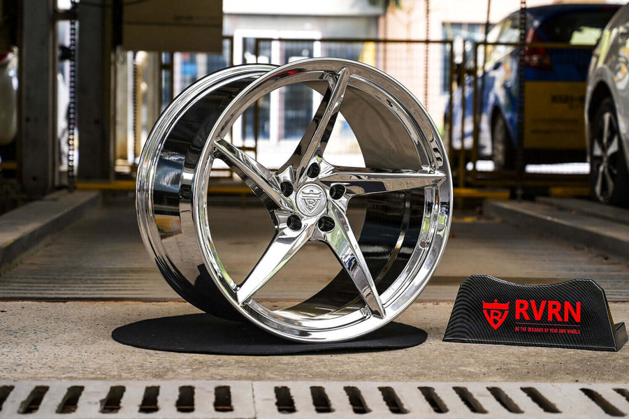 2024 Corvette C8 Z06 custom concave forged wheels, RVRN RV-MC35, Chrome, 20x10 +46MM / 21x13 +40MM