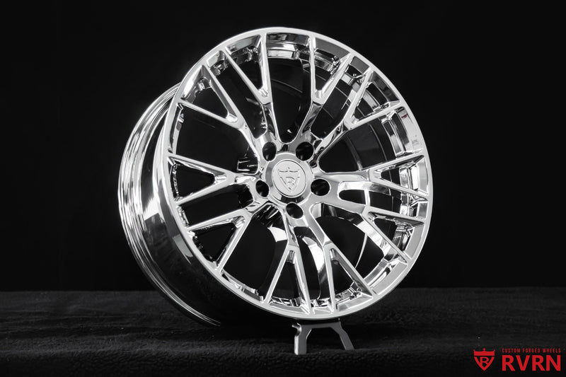 RVRN RV-MC65 custom wheel design for Corvette featuring  chrome forged wheels, Y-spoke styling and tailored vehicle fitment.