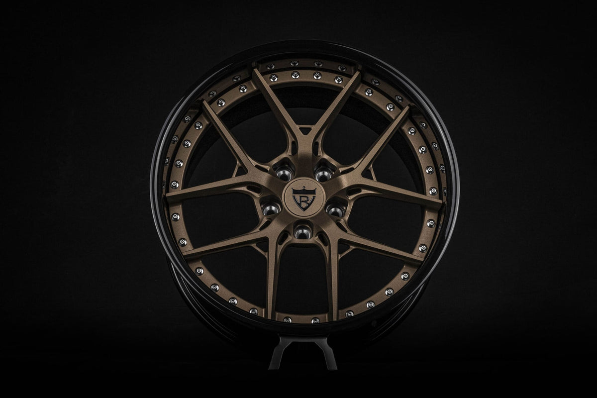 RVRN RV-DR08D custom forged deep dish wheel in bronze with polished rivets, built for a 1969 Chevrolet Chevelle Malibu.
