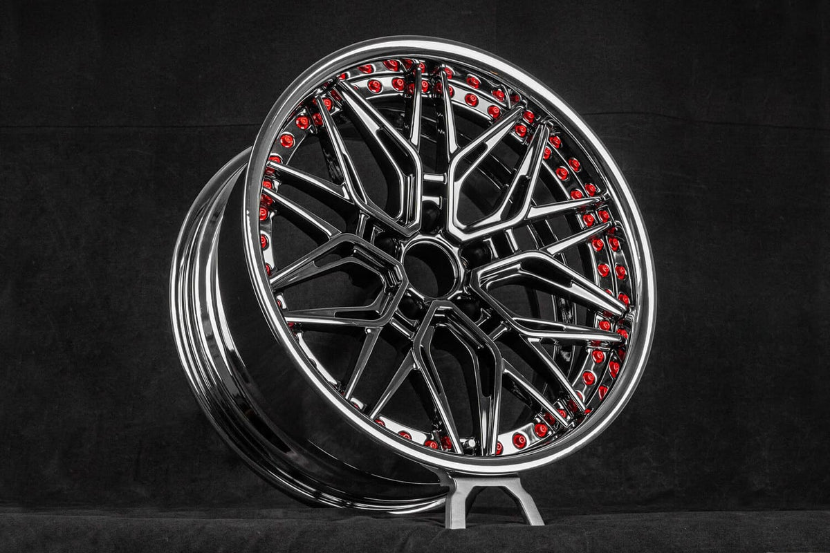 1973 Corvette C3 Convertible custom 2-piece forged wheels, RVRN RV-T081, Black Chrome and Chrome, 18x8.5 +20MM / 18x9.5 +10MM