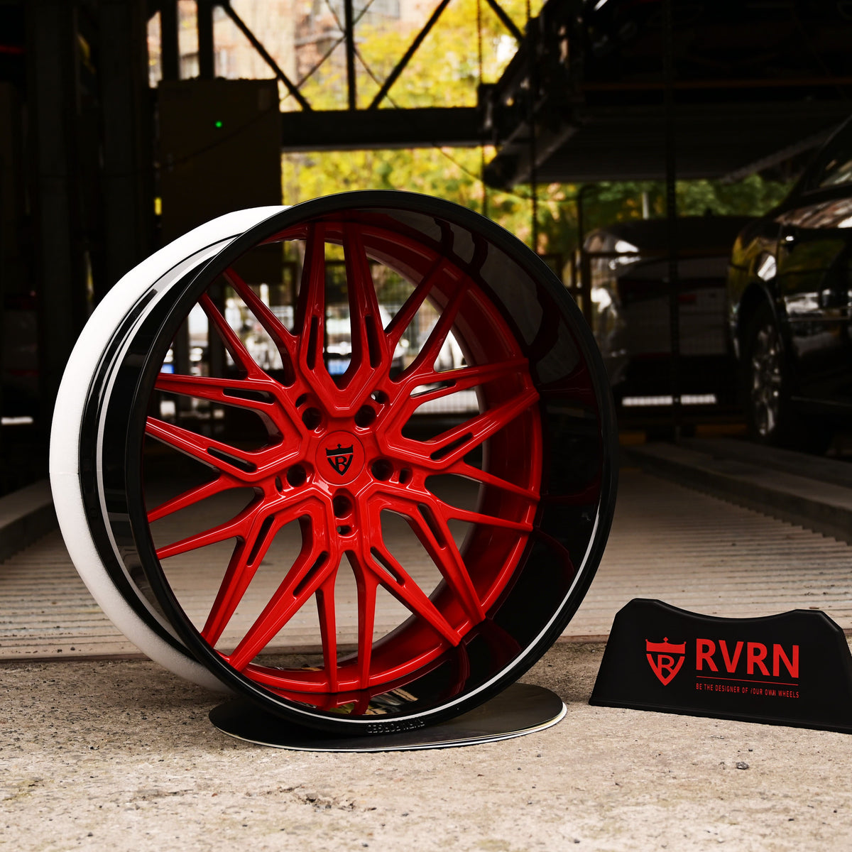 1994 Chevrolet Silverado 1500 on RVRN RV-T081 forged wheels in RVRN Red and Gloss Black (photo 01)