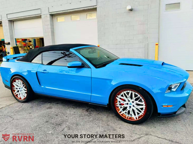 2011 Ford Mustang on Custom 20x10 & 20x11 Concave Wheels RV-C081 showcasing RVRN Custom Forged Wheels.