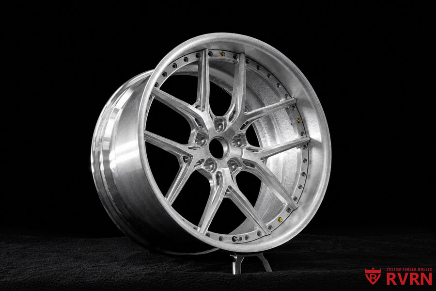 Design your own BMW X5 forged wheels with RVRN custom options including Y spoke design, raw aluminum finish, and personalized fitment.