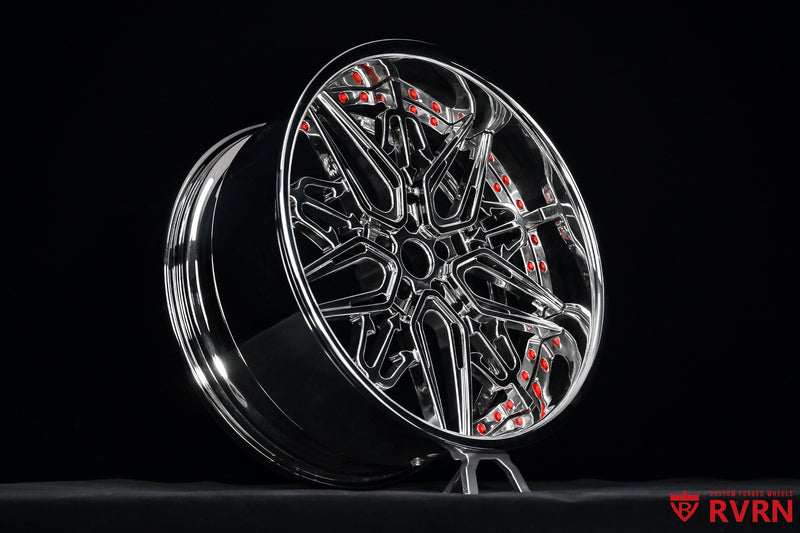 2014 T-Rex Campagna Chrome Wheels: RM-01 showcasing RVRN Wheels design with custom forged details.