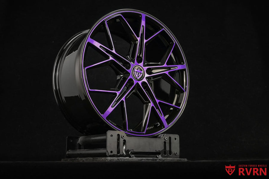2015 Corvette C7 Stingray custom 1-piece forged wheels, RVRN RV-MR20, Dark Purple and Gloss Black, 19x8.5 +35MM / 20x10 +57MM
