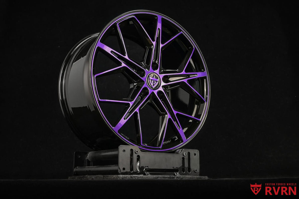 2015 Corvette C7 Stingray Custom Dark Purple & Gloss Black Forged Wheels: RV-MR20