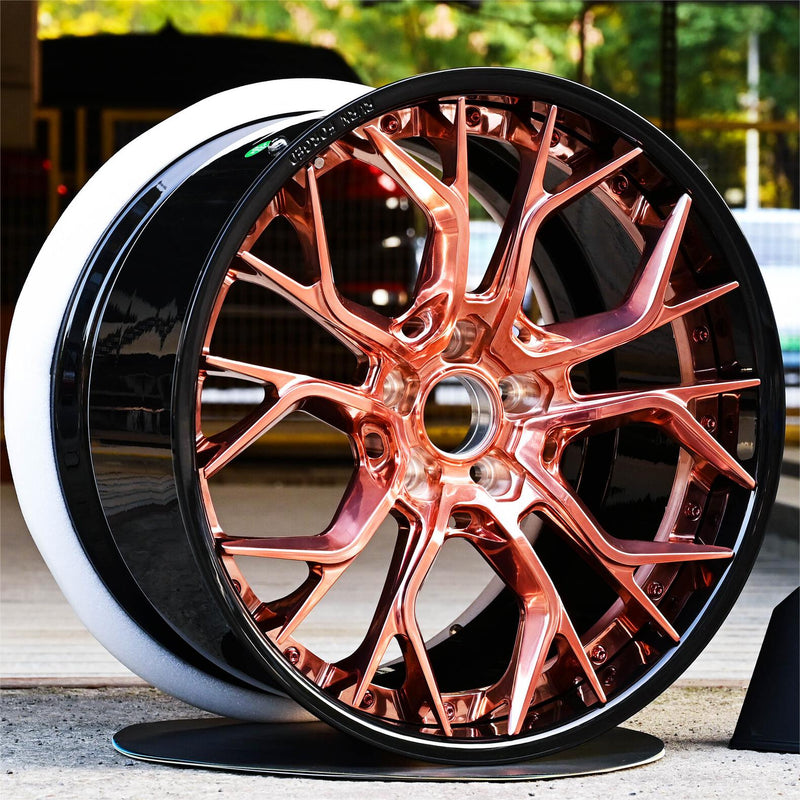 2015 Corvette Z06 on RVRN RV-DR16 forged wheels in Barrel Gloss Black and Brushed Rose Gold (photo 01)