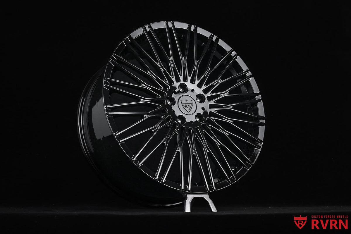 2016 Corvette C7 Stingray custom 1-piece monoblock forged wheels, RVRN RV-MC22, Gloss Black, 21x8.5 +56MM / 22x10 +79MM