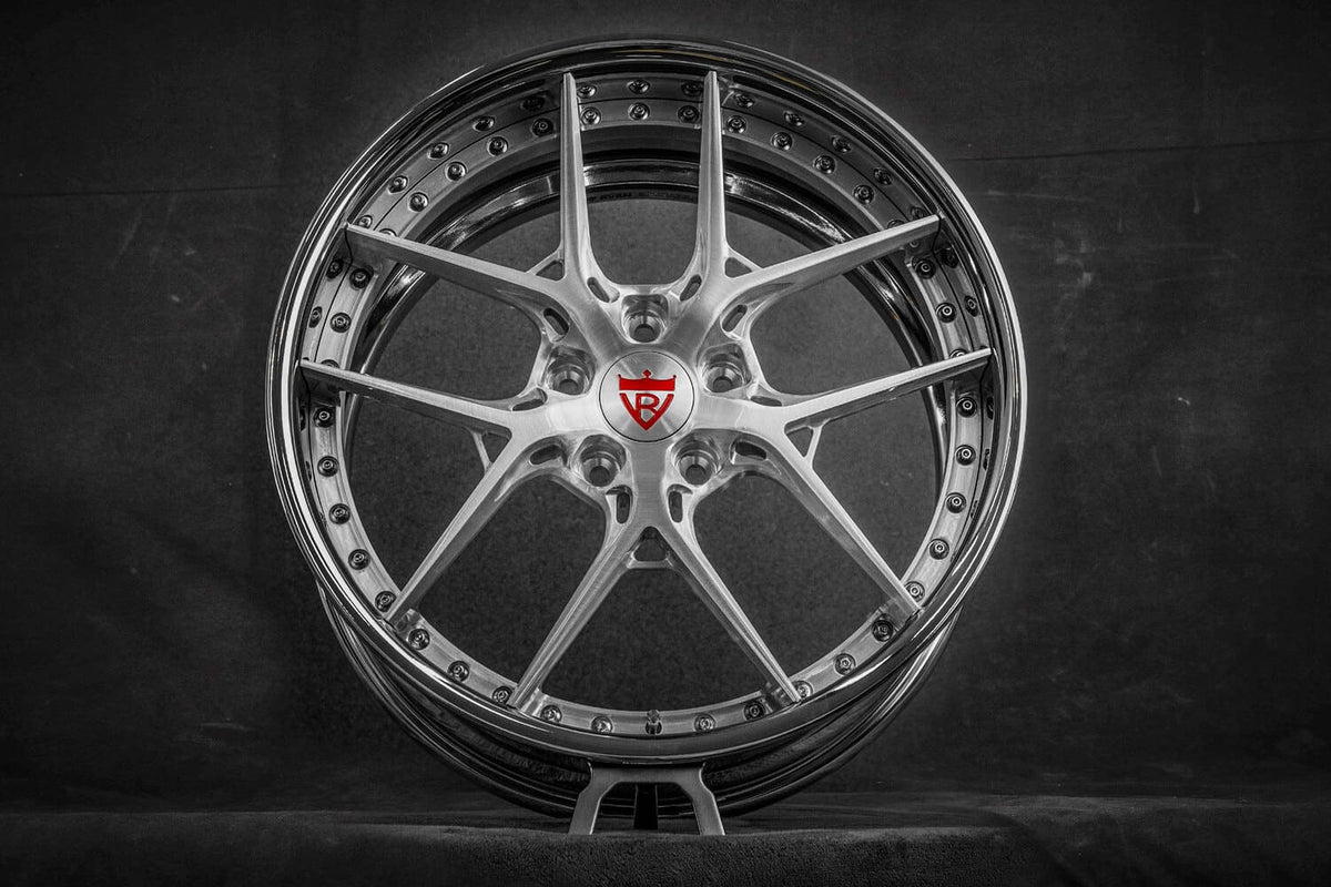 2016 Corvette C7 Z51 custom 2-piece deep dish forged wheels, RVRN RV-DR08, Brushed Aluminum and Chrome, 19x9.5 +55MM / 20x11 +75MM