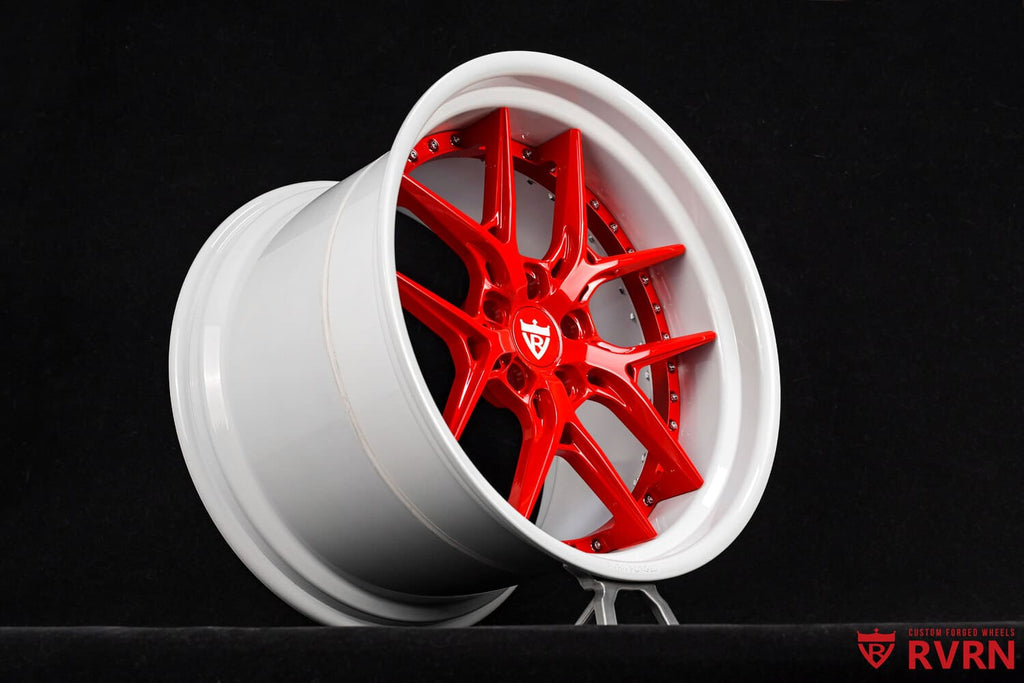 2016 Corvette C7 Stingray Custom Red & Pearl White Forged Wheels: RV-DR08D