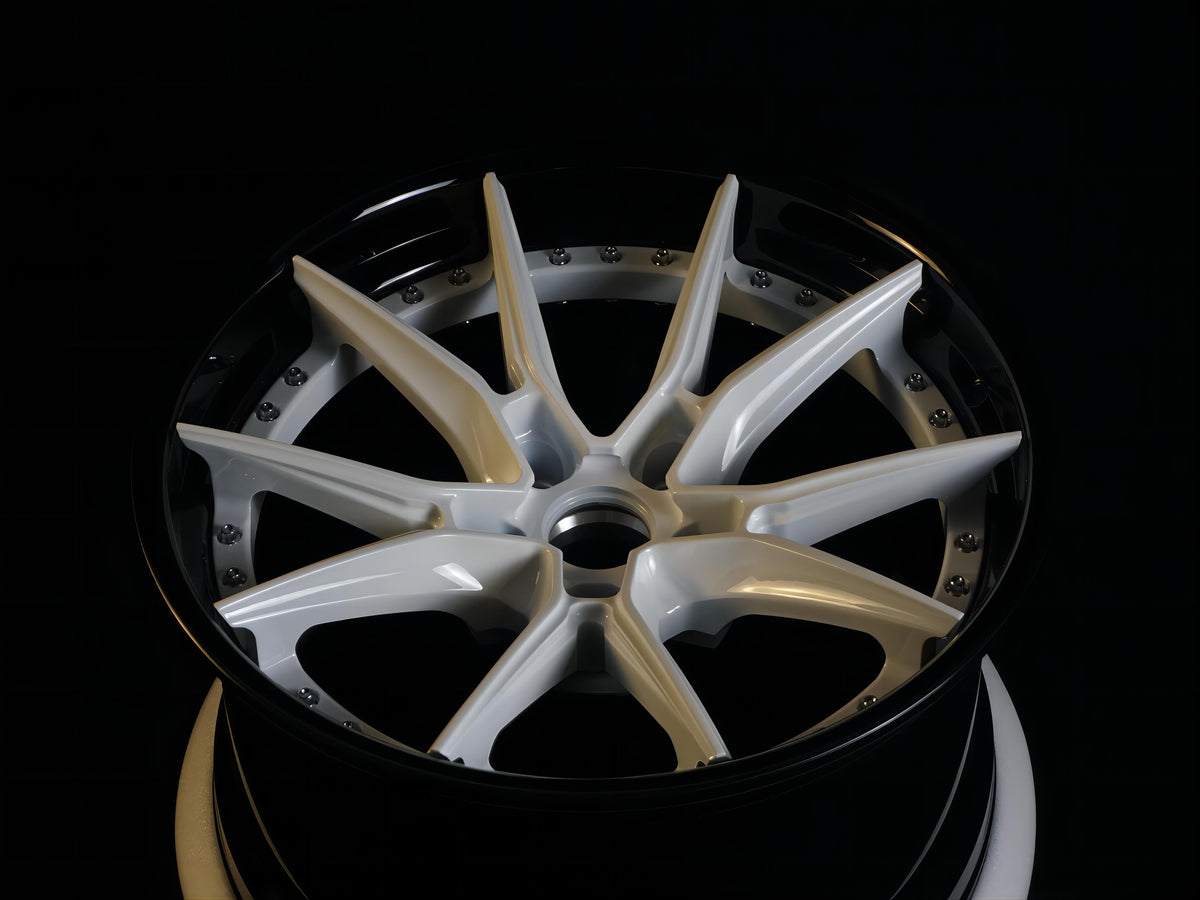 2018 Dodge Ram on RVRN RV-DB082 forged wheels in Gloss Black with Pure White Spokes (photo 01)