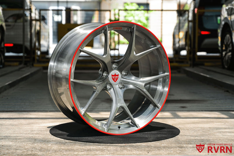2019 Audi RS5 Transparent Gunmetal Grey & Matte Red Wheels : RV-MR05