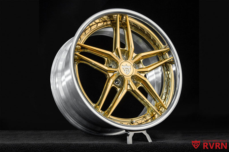 2019 Mercedes S560 RWD Sedan Polished Frozen Gold & Polished Aluminum Wheels:RV-DP03 with RVRN custom forged design.