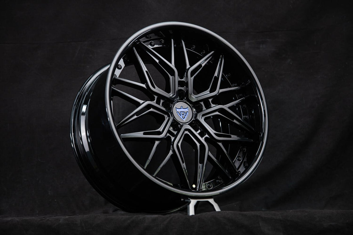 2020 Ford Mustang GT Custom Deep Dish Black Forged Wheels: RV-T081