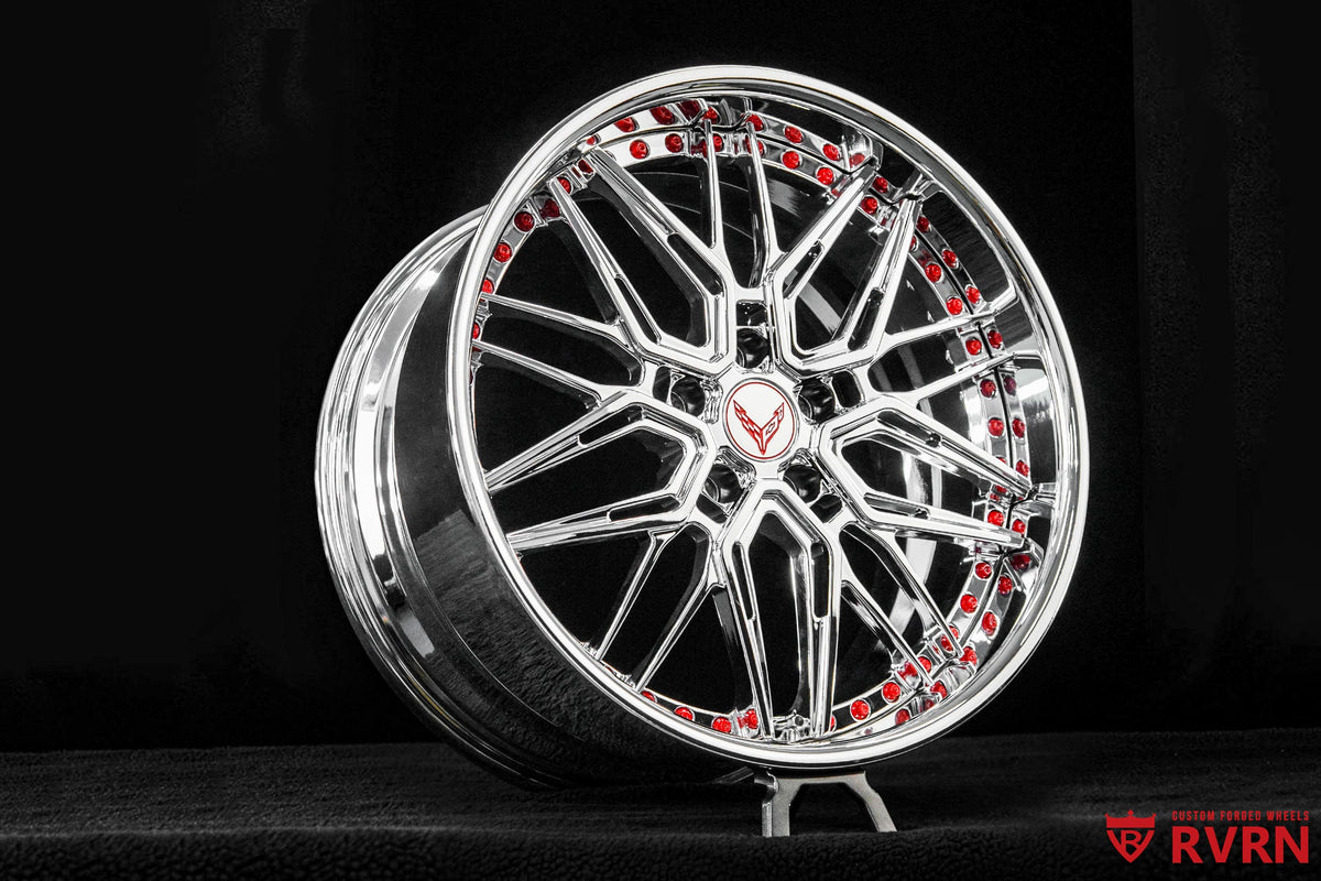 2021 Corvette C8 Stingray Chrome Wheel: RV-T081 featuring custom design and polished finish.