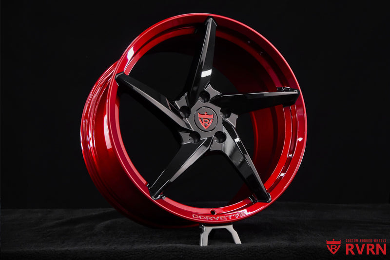 RVRN RV-MC35 directional 5-spoke forged wheel design built for Corvette C8 Stingray performance fitment