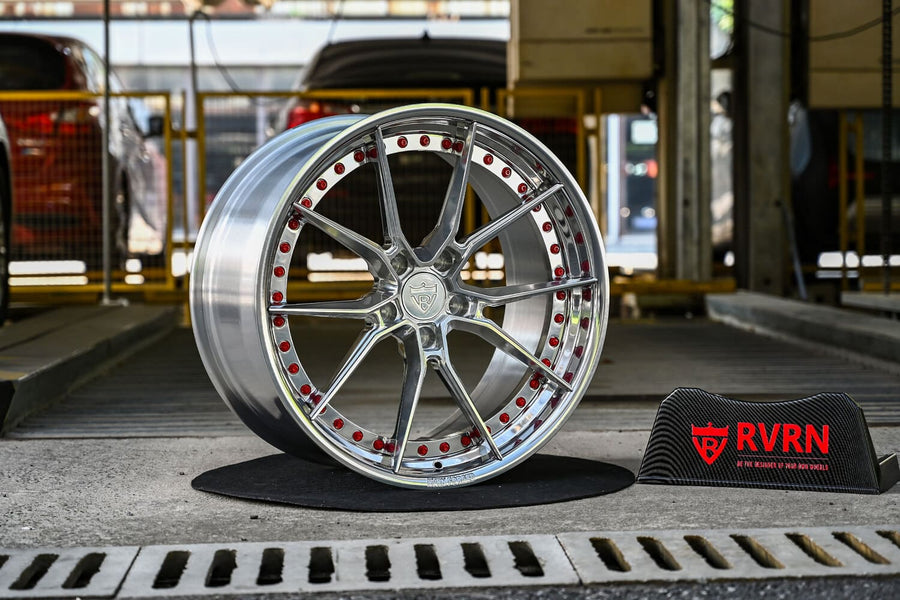 2022 Corvette C8 Z51 custom 2-piece forged wheels, RVRN RV-DB082, Polished Aluminum and Brushed Aluminum, 19x8.5 +35MM / 20x11 +45MM