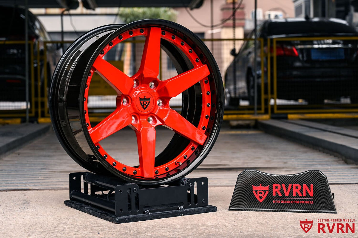 2022 Dodge Ram TRX Custom Deep Dish Black & Red Forged Wheels: RV-DF14