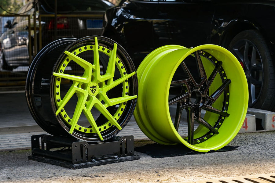 2023 Campagna T-Rex Custom Gloss Black & Green Forged Wheels: RV-DF041