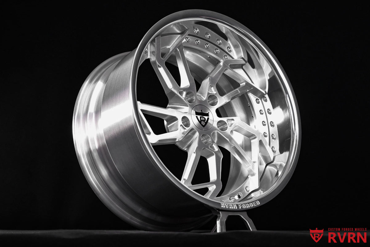 2023 Chevy Corvette C8 Stingray Z51 on RVRN RV-DC11 custom chrome deep dish forged wheels, 19x8.5 front and 20x11 rear