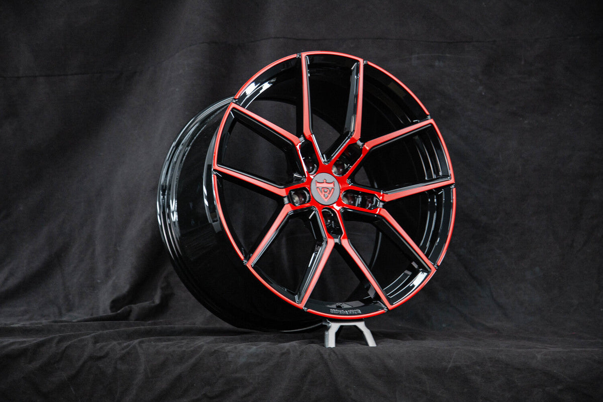 2023 Corvette C8 Stingray Custom Black & Red  Forged Wheels: RV-MV1202