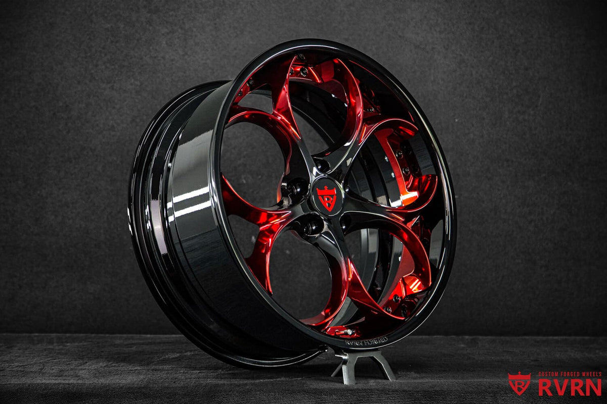2023 Corvette C8 Z51 Custom Color-Matched Red Mist & Black Wheels Forged Wheels: RV-DS016
