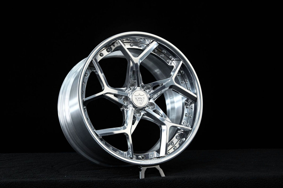 2023 Corvette C8 Z51 custom 2-piece forged wheels, RVRN RV-DV03, Polished Aluminum and Chrome, 19x8.5 +42MM / 20x11 +52MM