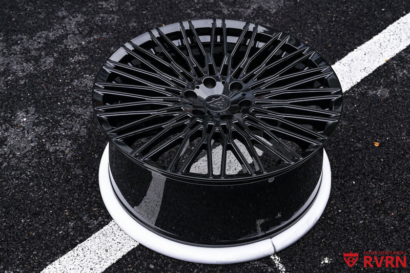 2023 Ford F150 Shelby Super Snake Gloss Black Wheels: RV-MC22 showcasing RVRN custom forged wheel design.