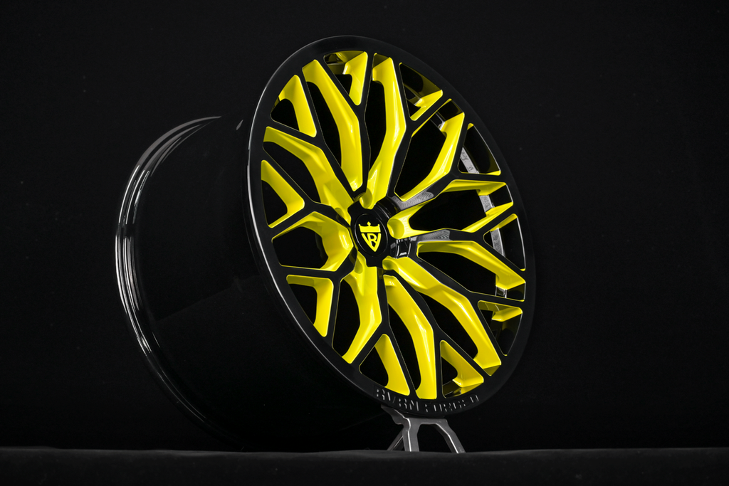 2023 Corvette Stingray 3lt Convertible Custom Deep Concave Black& Yelllow Forged Wheels: RV-MG122
