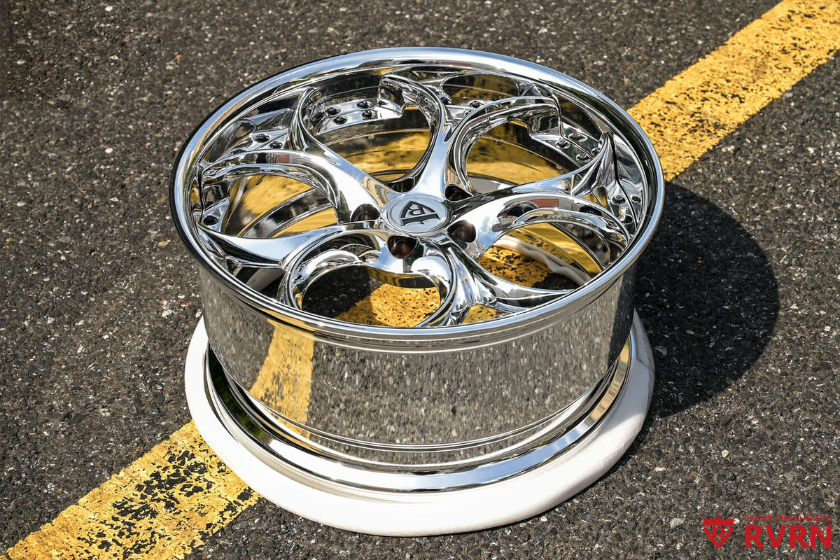 2024 Corvette C8 Z06 custom 2-piece forged wheels, RVRN RV-DS016, Chrome and Black, 20x10 +35MM / 21x13 +40MM