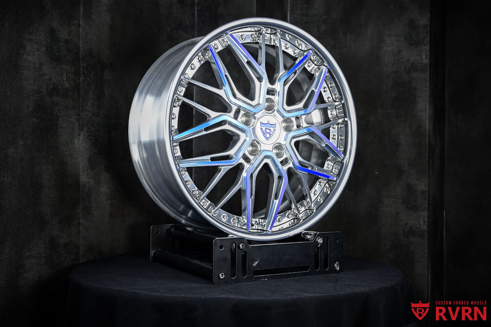 2024 Corvette C8 Polished Blue & Brushed Silver Wheels : RV-T081