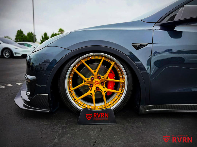 2024 Tesla Model Y Performance on RVRN Custom Wheels RV-DR08 Deep Dish style 