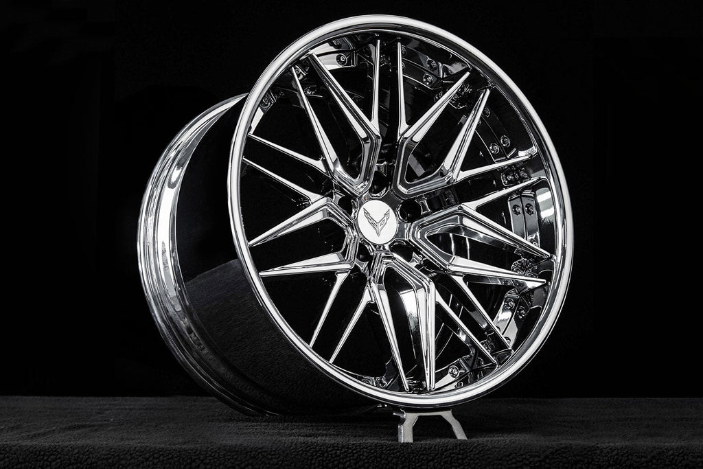 2025 Corvette C8 Z06 Custom Concave Chrome 20x10-21x13 Forged Wheels: RV-T081