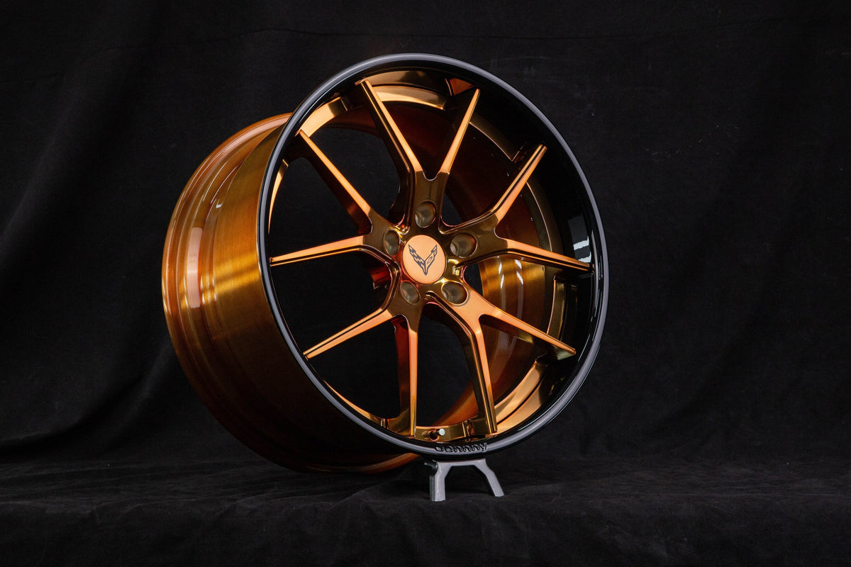 2025 Corvette C8 Z51 Custom Concave Polished Bronze Forged Wheels: RV-DC24