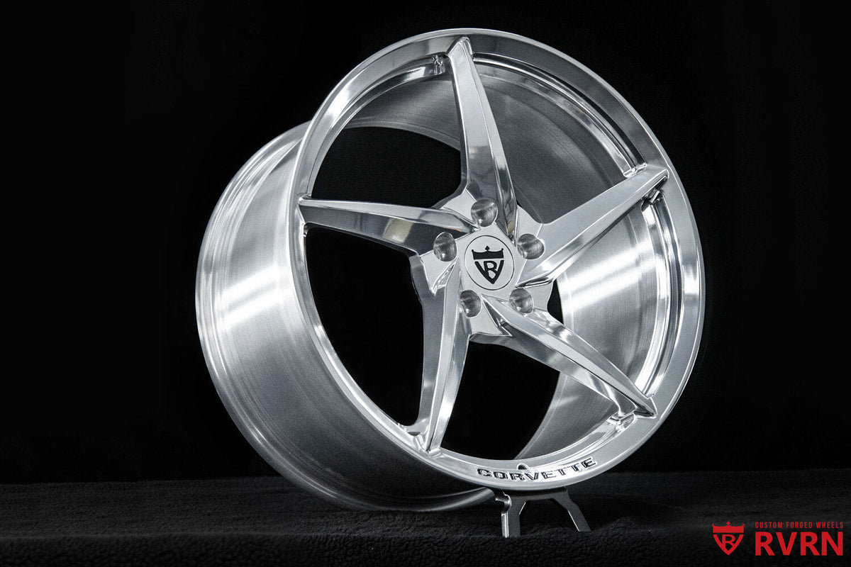 2025 Corvette C8 Stingray Polished Aluminum Wheels: RV-MC35 custom forged wheel by RVRN Wheels
