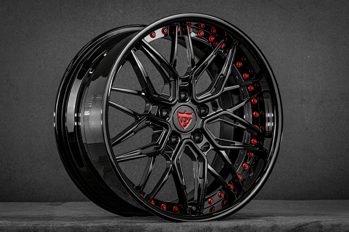 2008 BMW e92 335xi Custom Deep Dish Black Forged Wheels: RV-T081