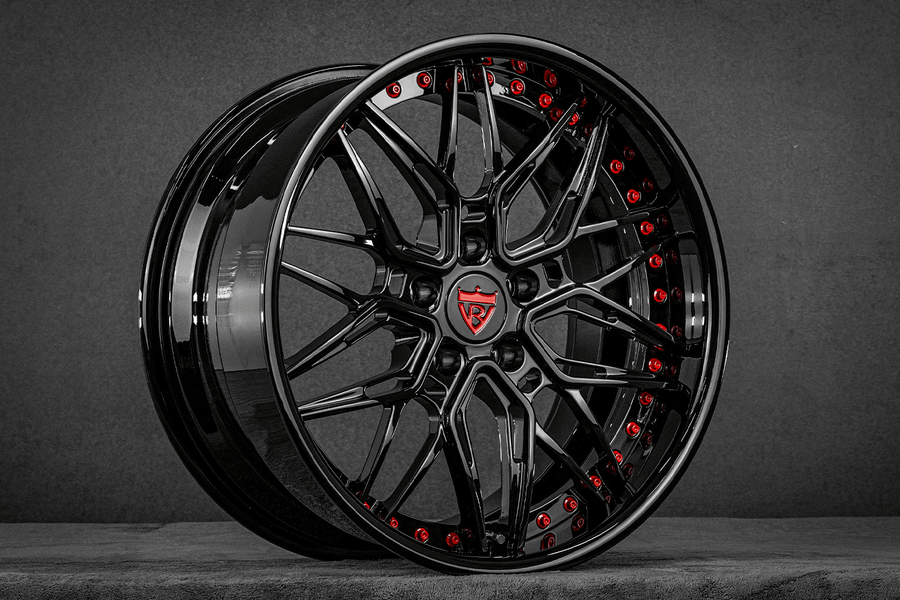 2008 BMW e92 335xi Custom Deep Dish Black Forged Wheels: RV-T081