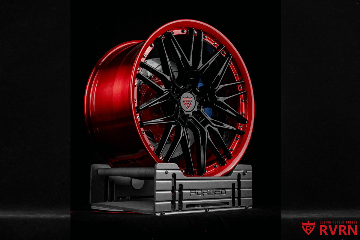 2021 Ford Shelby GT500 custom forged wheels RV-MS808 in red and black color