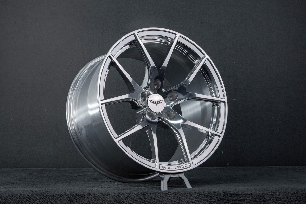 2007 Corvette C6 Z06 custom concave forged wheels, RVRN RV-MC24, Diamond Polished Aluminum, 18x10 +27MM / 19x13 +50MM